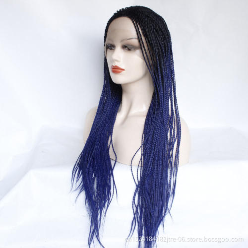 factory wholesale full micro senegalese twist braid wig, million braid synthetic lace front wig
